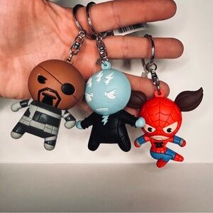 Superhero Keychain Set - Brown, Blue, Red